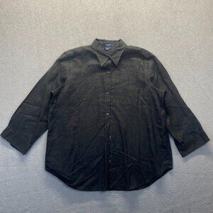 Chaps 100% Linen Button Front  Shirt Women Size XL Black Long Sleeve